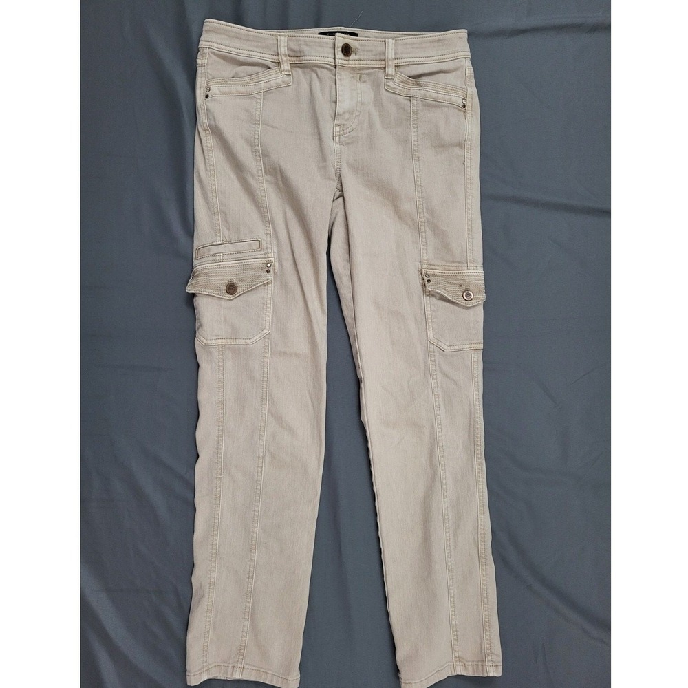 White House Black Market Blanc Slim Ankle Cargo Pants Khaki Beige Size 4R